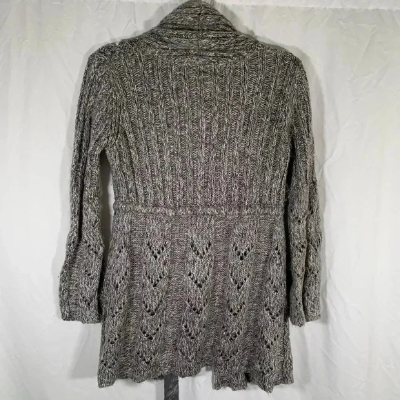 Motherhood Maternity Cardigan Women’s Medium Grey Knit Open Front Satin Tie - Picture 8 of 9